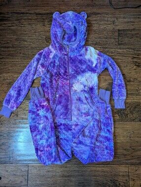 Triple Flip Girl's Minky Plush Purple Tie-Dye Onesie Size 3